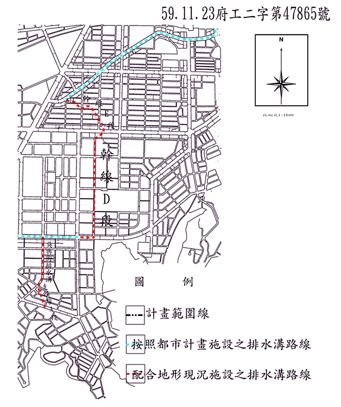 台北市三張犁截水溝擬變更都市計畫線圖